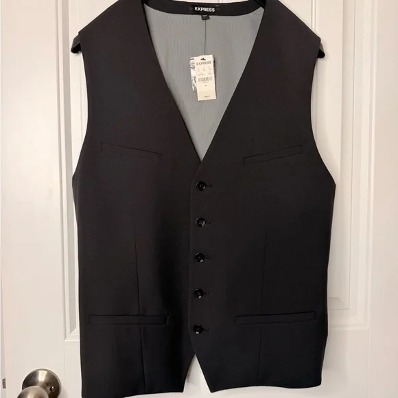 Express Extra Slim Wool Blend Black Suit Jacket and (new with tags) Vest for Men